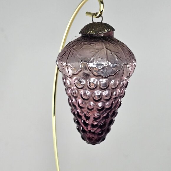 Vintage Kugel Style Grape Cluster Shaped Purple Glass Christmas Ornament - Picture 6 of 8